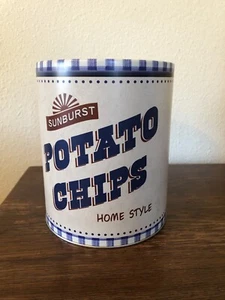 Pioneer Woman Decorative Tin Can Sunburst Potato Chips Home Style 7" x 5 3/4" - Picture 1 of 5