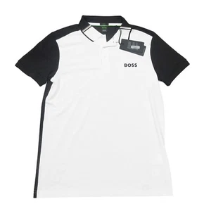 Camisa Polo Boss X Matteo Berrettini Para Hombre Blanca/Negro Patteo Calce Ajustado Elastizada - Imagen 1 de 5