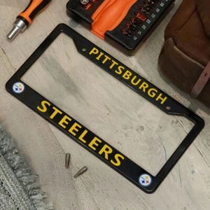 Cubierta de marco de matrícula negra Pittsburgh Steelers - EliteAuto3K - Imagen 1 de 8