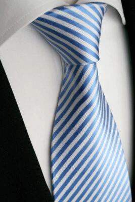 BEYTNUR Handgefertigte Luxus Seiden Krawatte Hellblau un Weiss Model Nr. K 148.2