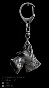 Terrier écossais, porte-clés couvert d'argent, de qualité supérieure Art Dog FR - Picture 1 of 4