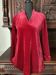 Túnica Top Larga de Terciopelo Anne Klein Precio de venta sugerido por el fabricante $89 Talla XXS Nueva con Etiquetas Rojo Tiziano Cuello en V - Imagen 1 de 9