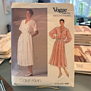 FREE SHIP! 1525 Vogue Patterns American Designer Calvin Klein Sz 10 Dress 1980s - Picture 1 of 2