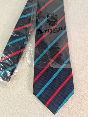 AQUASCUTUM LONDON МУЖСКОЙ 100% ШЕЛК В ПОЛОСКУ REPP ГАЛСТУК 55» - Изображение 1 из 4