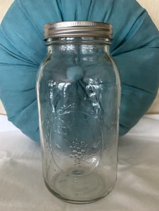 Ball Canning Jar, Wide Mouth, Clear, 48 oz, 3 Pint, 6 Cups with Lid, Fruit motif - Picture 1 of 5