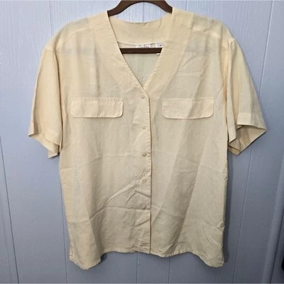 Jaclyn Smith Classics Vintage Pale Yellow 100% Silk Blouse size Medium Classic - Изображение 1 из 4