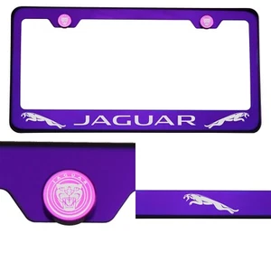 T304 Candy Purple License Plate Frame Stainless Steel Silver Jaguar Laser Etched - Bild 1 von 11