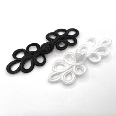 10 Pairs Frog Closure Chinese Knots Button Fasteners Sewing Retro Black White - Image 1 of 4