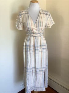 Madewell s linen blend Clara Picnic Church Career MIDI Dress New - Picture 1 of 16