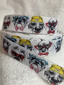Dogs 25mm Grosgrain Ribbon 3 Meter Length Hairbows Craft Scrapbook - Picture 1 of 1
