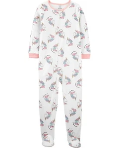 Carters Fleece Footed Pajama Blanket Sleeper Size 14 Girl Unicorn Rainbow Mane - Picture 1 of 8