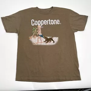 Vintage Coppertone Logo Sunscreen Lotion Brown Large Tshirt Retro 90s - Picture 1 of 6