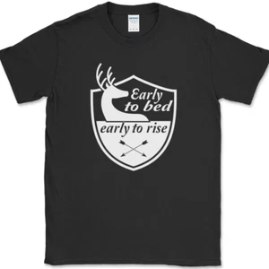 Early to Bed Early To Rise Hunter T-Shirt Funny Hunting Outdoor Man Gift Tee - Picture 1 of 10