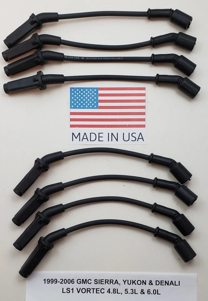 GMC SIERRA YUKON DENALI LS1 1999-2006 VORTEC 5,3 L 6,0 L CABLES DE BUJÍA NEGROS Foto 1 de 1