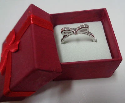 100% Sterling Silver 925 Sparkling Bow Ring Women's Multiple Sizes NIB - Image 1 of 4