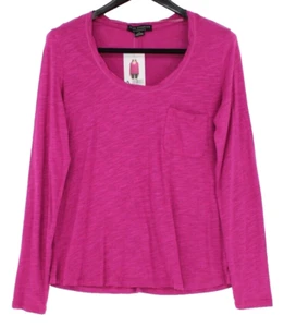 Social Standard Top Women's Size L Fuchsia Pink Long Sleeve Scoop Neck Pocket - Picture 1 of 5