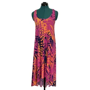 Tori Richard Honolulu Shadow Palm Hi-Low Sleeveless Maxi Dress Pink Size XS - Picture 1 of 9