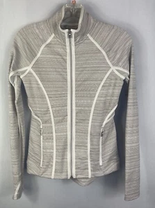 Athleta Size XXS Powervita Elation Mesh Active Jacket Cream Off White Full Zip - Picture 1 of 7