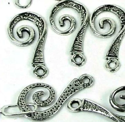 20 piezas/10 pares de cierres de gancho espiral de peltre plateado antiguo  Foto 1 de 3