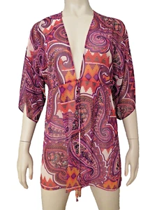 CAbi Chelsea Erte Boho Tunic Top Size S V Neck Drawstring Shrug Paisley NWOT - Picture 1 of 7