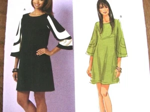 Mini vestido manga campana patrón costura Butterick B5522 mujer talla 8-14 sin cortar - Imagen 1 de 5