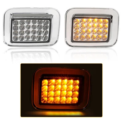 2PCS Clear LED Corner Turn Signal Light Parking Lamp For Hummer H2 2003-2009 - Image 1 of 4