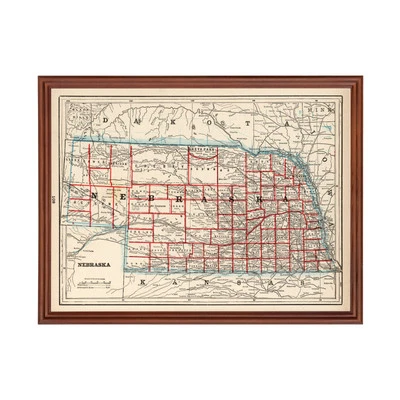 Old Map of Nebraska 1893 - Vintage Nebraska Art - Image 1 of 4