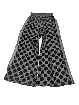 Pantalones Victoria’s Secret negros de malla a lunares transparentes pierna media ancha terciopelo satinado Foto 1 de 4