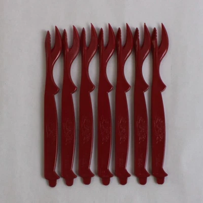 Lot Of 7 Unbranded Red Sea Sheller Utensils For Crab Lobster & Prawns 7.5" Long - Image 1 of 4