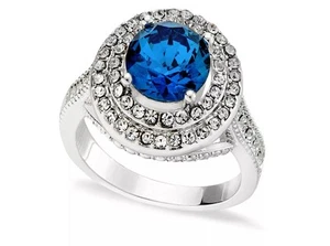 CHARTER CLUB Pavé Stone Halo Ring in Fine Silver Plate Size 5 (NO BOX) - Picture 1 of 2