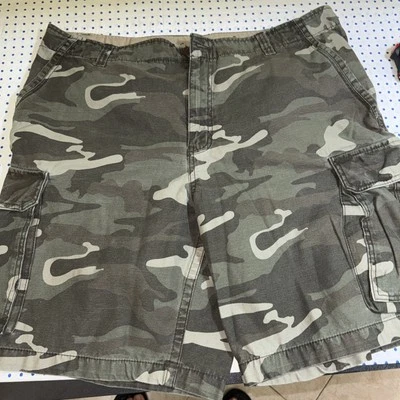 Pantalones Cortos Carga Faded Glory Camuflados Para Hombre Talla 40 10" Verde Entrepierna 100% Algodón Foto 1 de 4