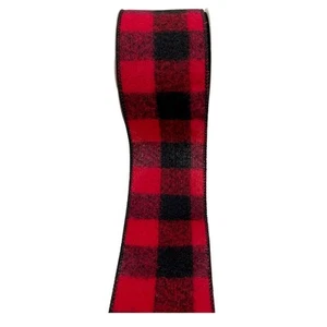 2.5" Brushed Red & Black Buffalo Plaid Ribbon, 8yd - Picture 1 of 1