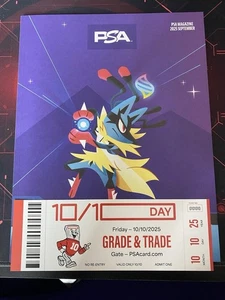 👑 PSA MAGAZINE SEPTEMBER 2025 MEGA LUCARIO SHORT PRINT COVER + PSA 10/10 TICKET - Foto 1 di 3
