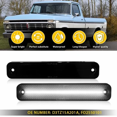 For 1975-1991 Ford E-Series Econoline Van Side Marker Lights Smoked White OXILAM - Image 1 of 4