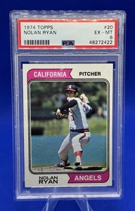 1974 Topps #20 Nolan Ryan California Angels EX-MT PSA 6 Graded Baseball Card - Picture 1 of 2
