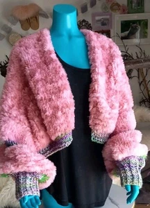 Tolle Strickjacke Aus Kunstfellwolle Boho Schaby Hippie Impressionen Oversize - Bild 1 von 15