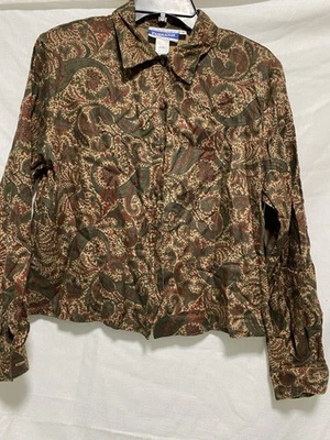 Винтажный 80-х PENDLETON изысканный женщин Sz 16 длинным рукавом кнопка блузка - Изображение 1 из 4