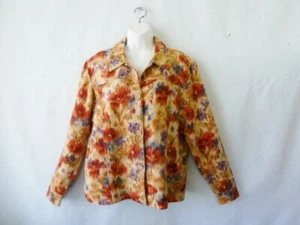 Coldwater Creek Fall Sedona Watercolor Abstract Ikat Floral Cotton Jacket Coat~L - Picture 1 of 7
