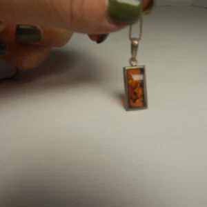 Vintage 925 Sterling Silver Genuine Baltic Amber Pendant/Necklace-20"-6g - Picture 1 of 6