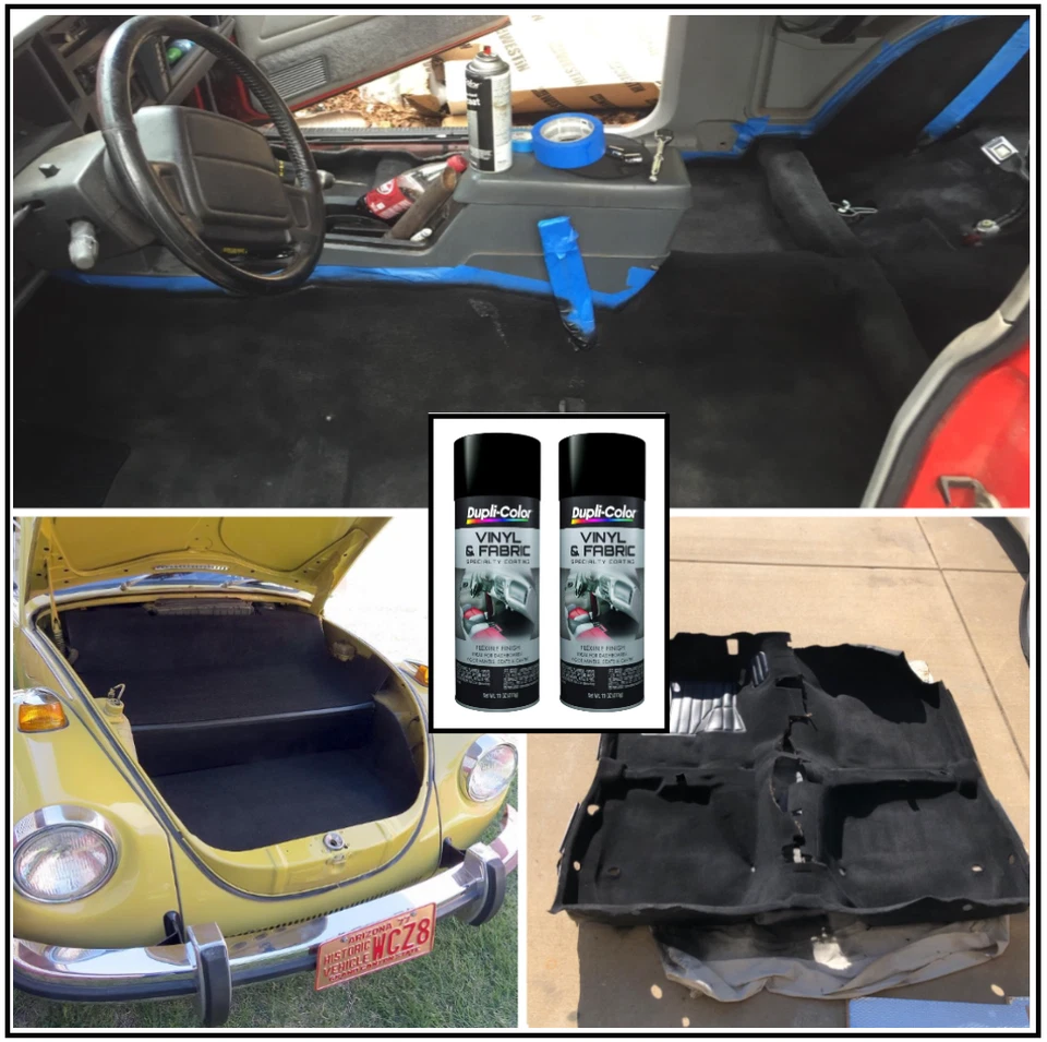 Tapete plano pintura preta interior de carro tecido couro vinil detalhador revestimento 2 latas - Imagem 1 de 4