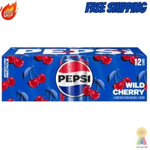 Pepsi Cola Soda, Wild Cherry, 12 Fl Oz Cans (Pack of 12) - Picture 1 of 7