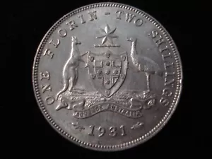 Australian 1931 Florin Coin High Grade aUNC Sterling Silver (FH01) - Picture 1 of 2