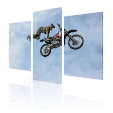 Motorcycle Stunts by Split 3 Panels | Canvas (Rolled) | 3 Panels Wall art HD