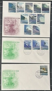 MICRONESIA 2009 3 FDC + Full Set Of Stamp, Surfing Ocean Waves SC 786-99 CV +$54 - Picture 1 of 3