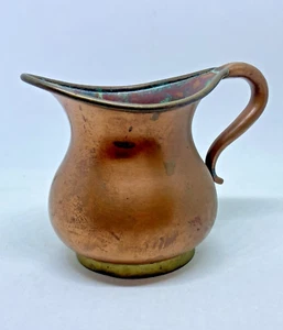 SS & Co Trademark small Copper Pitcher 3" Creamer Rustic Farmhouse Patina vtg - Picture 1 of 11