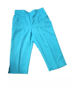 Alfred Dunner Size 12 Elastic Waist Capri Pants Teal Blue Button Detail - Picture 1 of 6