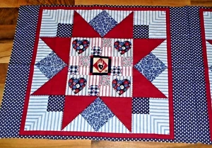 Americana Star Primitive Quilt Block Pillow Square Panel NEW 42 x 17 Sewing - Picture 1 of 3