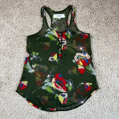 Camiseta sin mangas ABERCROMBIE KIDS Niñas Verde Floral Transparente Espalda Corredora L Botón Cuello Redondo Foto 1 de 4
