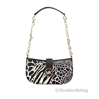 Michael Kors Carmen Small Black Haircalf Pouchette Shoulder Crossbody Bag - Image 1 of 4