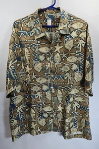 Vintage Burma & Bibas Shirt Men's 100% Silk Short Sleeve Button Up Size Large - Picture 1 of 9
